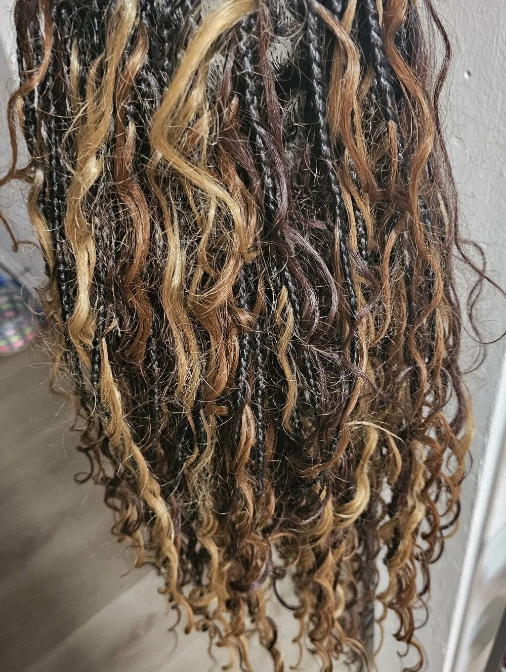 Curly Synthetic Hair Extensions - Brown & Blonde Highlights,  Comes With Cap